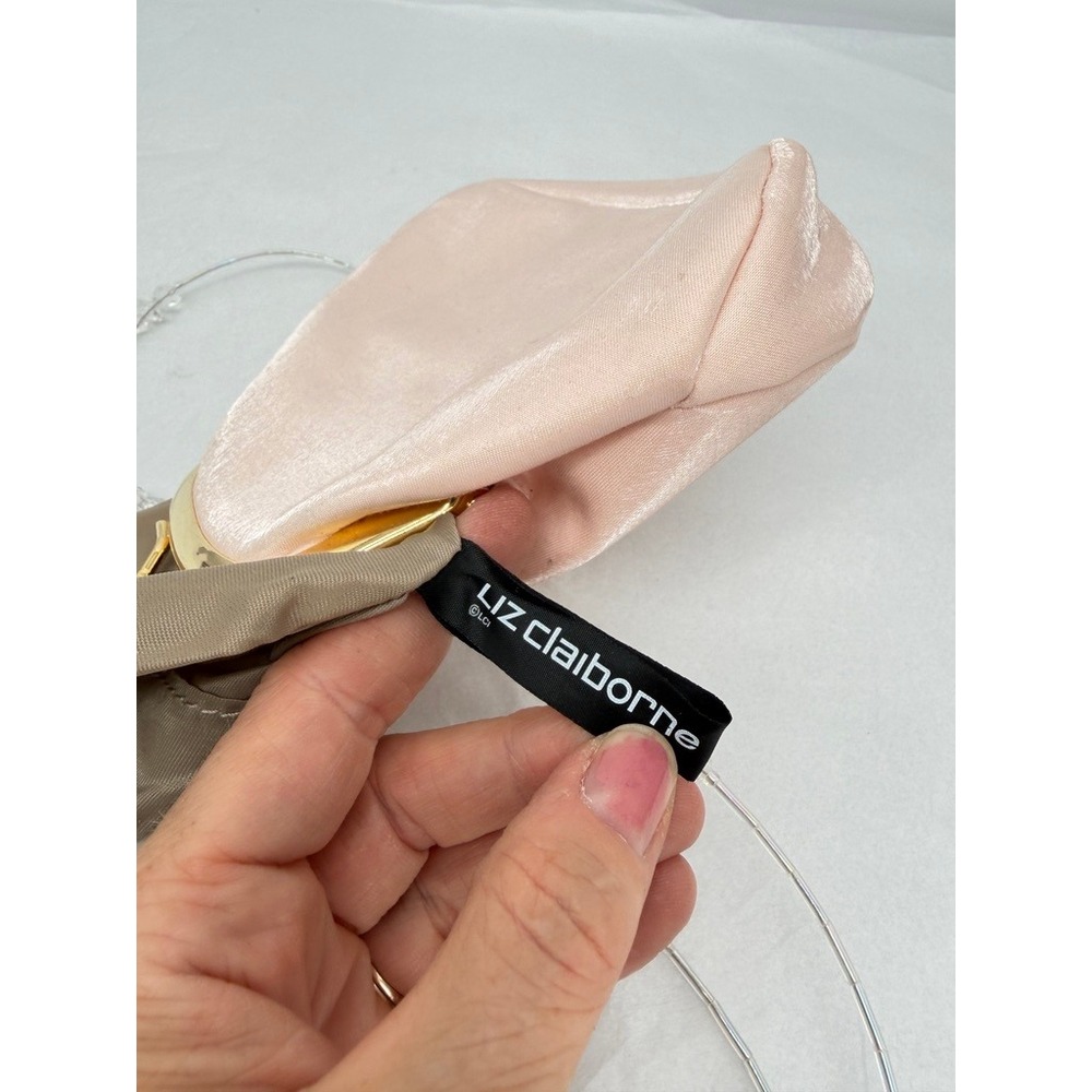 Liz Claiborne Evening Bag Pink Kiss Lock Crystal Strap Mini Romantic Whimsical - Picture 12 of 13